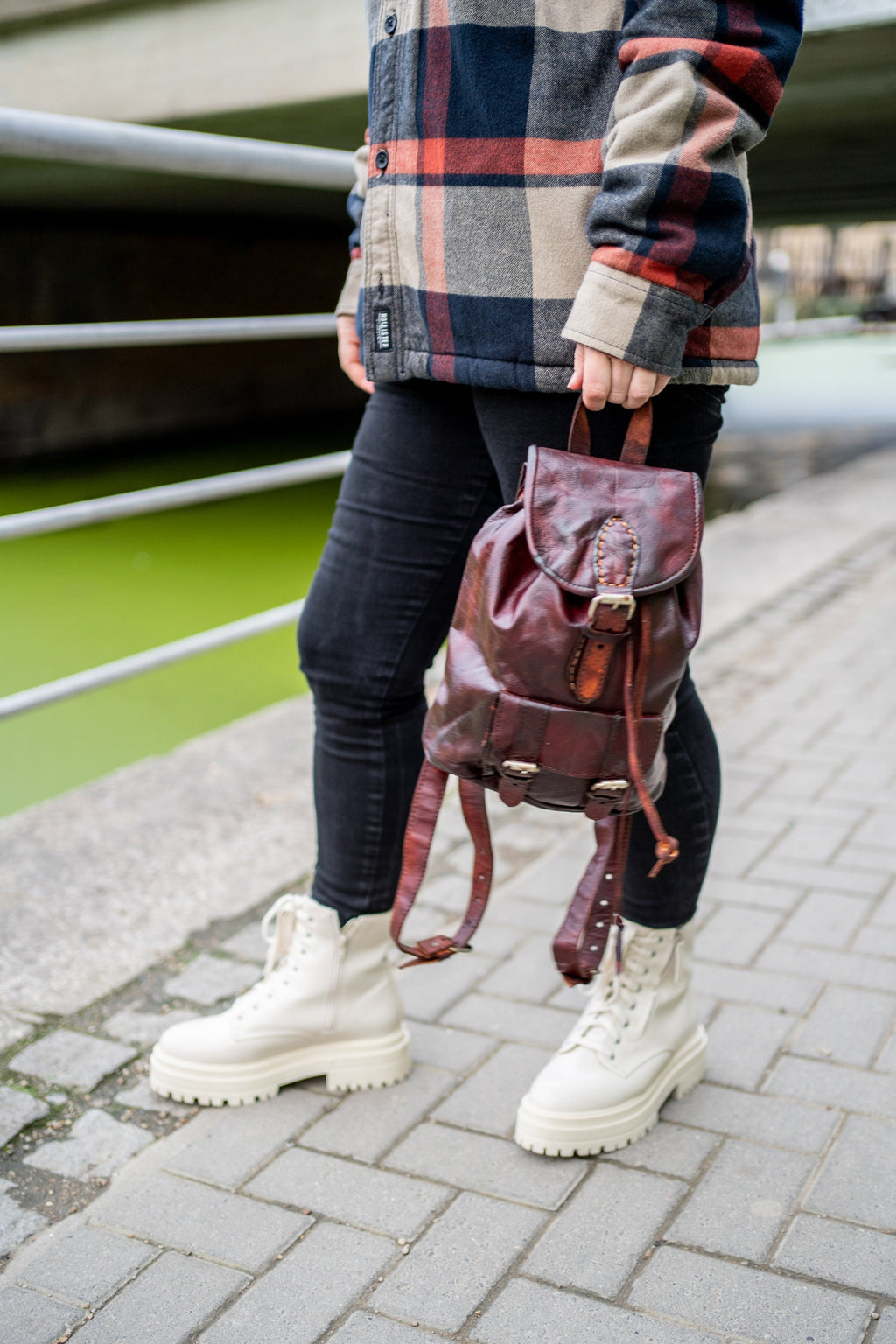 Hand Painted Rustic Brown Leather Festival Rucksack