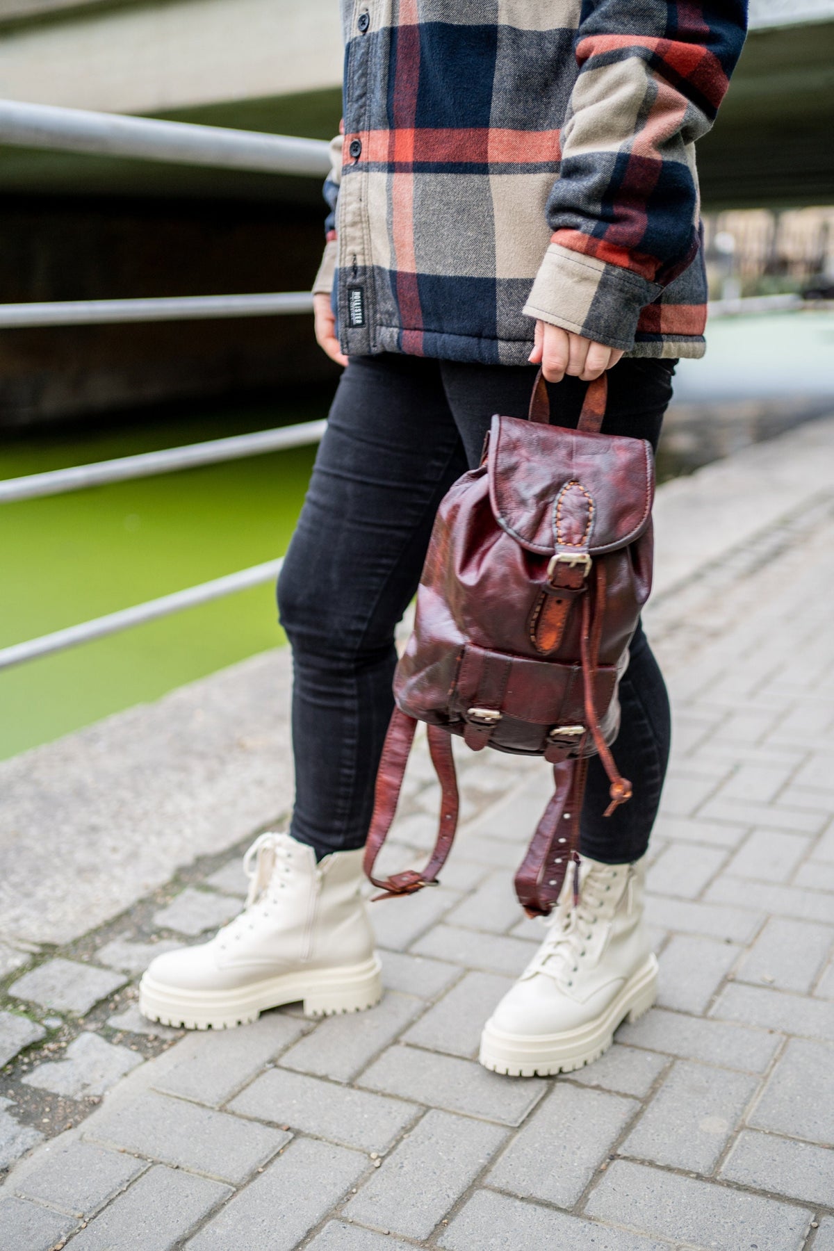 Hand Painted Rustic Brown Leather Festival Rucksack