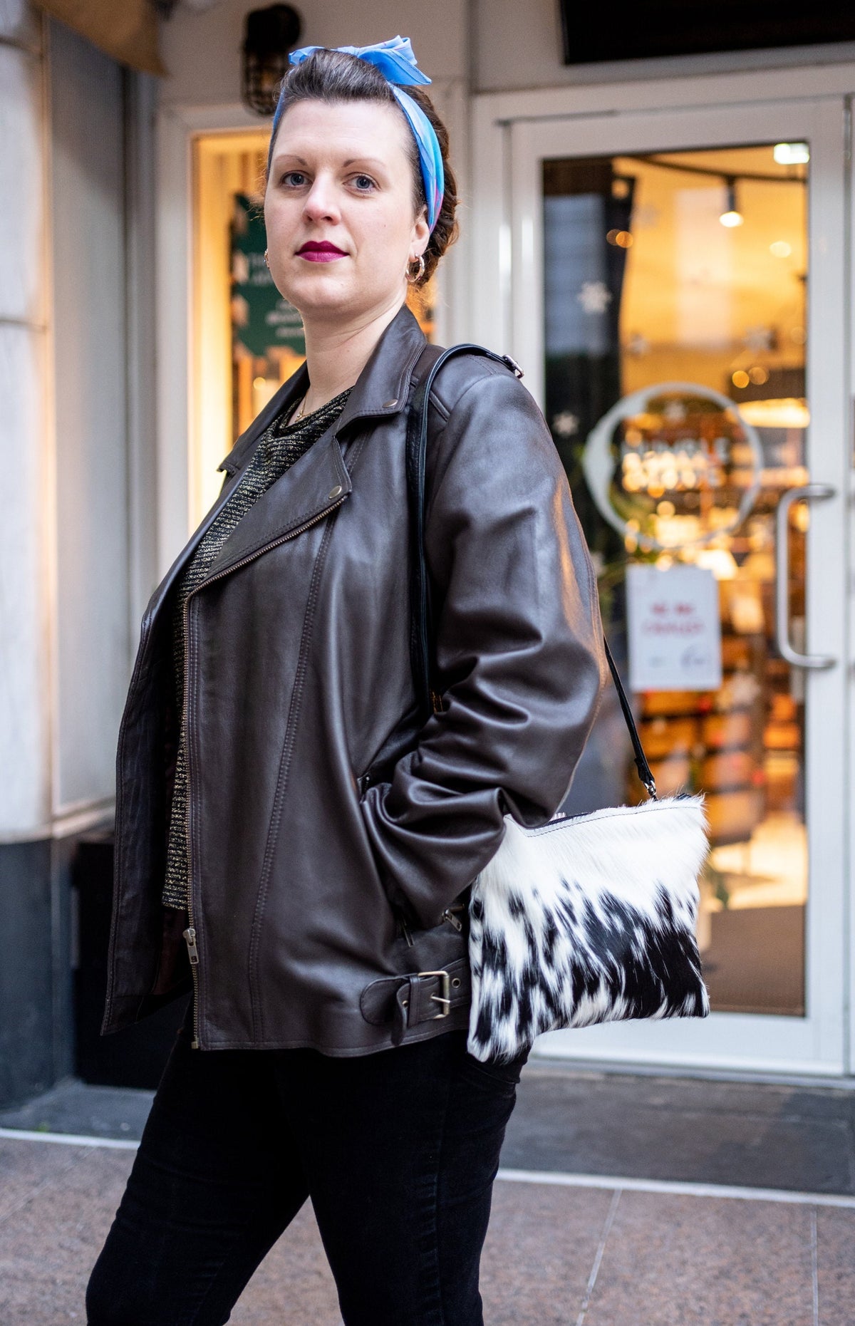 Cowhide Purse With Shoulder Strap