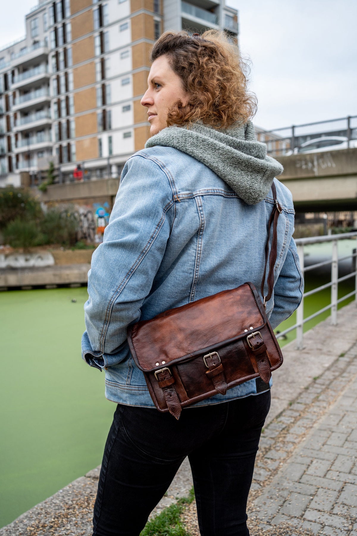 Oil Tanned Moroccan Leather Messenger Bag Satchel
