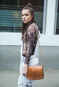 80's Style Hand Stitched Tan Brown Satchel bag