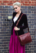 Coffee Brown Leather Laptop Bag Office Satchel