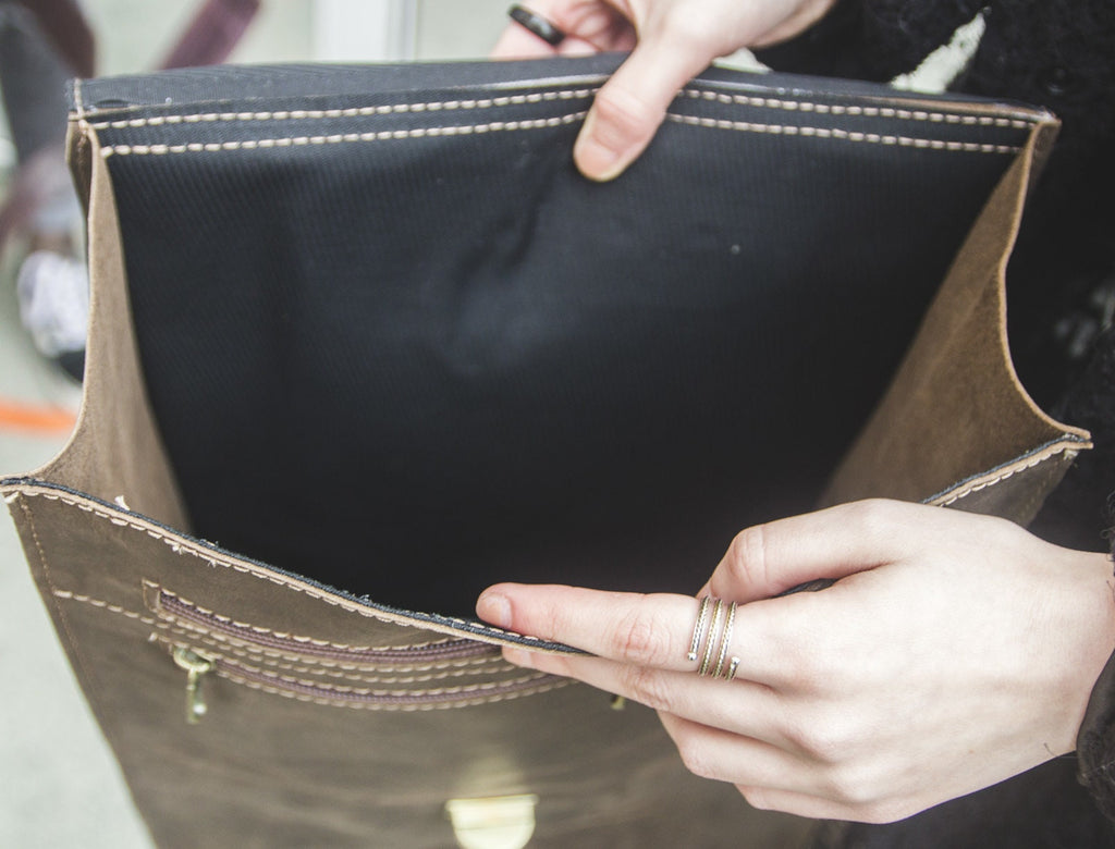 Briefcase Box Backpack With Brass Clasp | Stressed Brown Hunter Leather