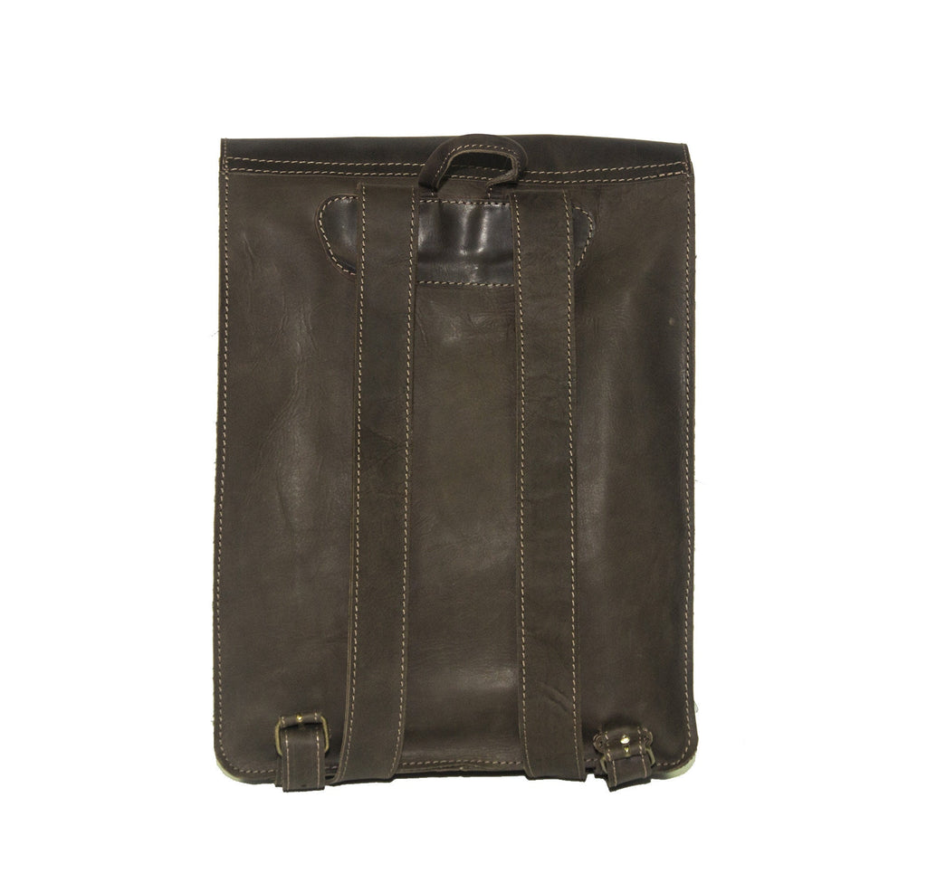Briefcase Box Backpack With Brass Clasp | Stressed Brown Hunter Leather