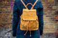 Tan Suede Rucksack Backpack (Medium)