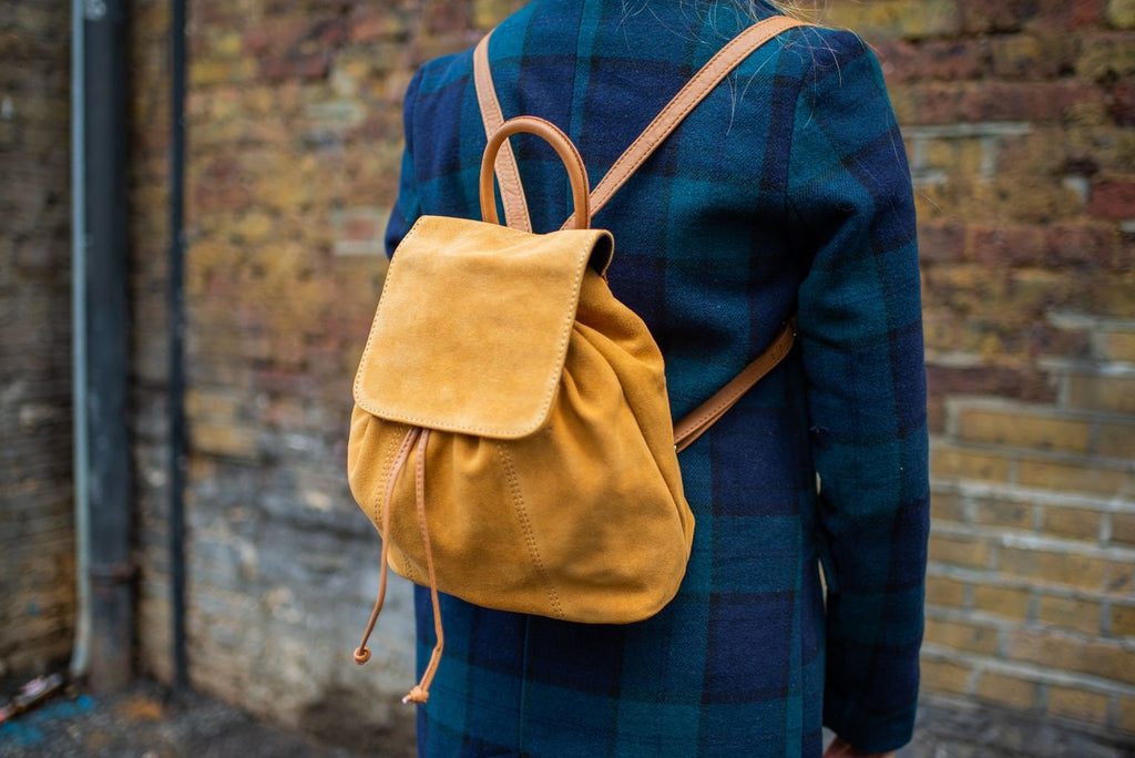 Tan Suede Rucksack Backpack (Medium)