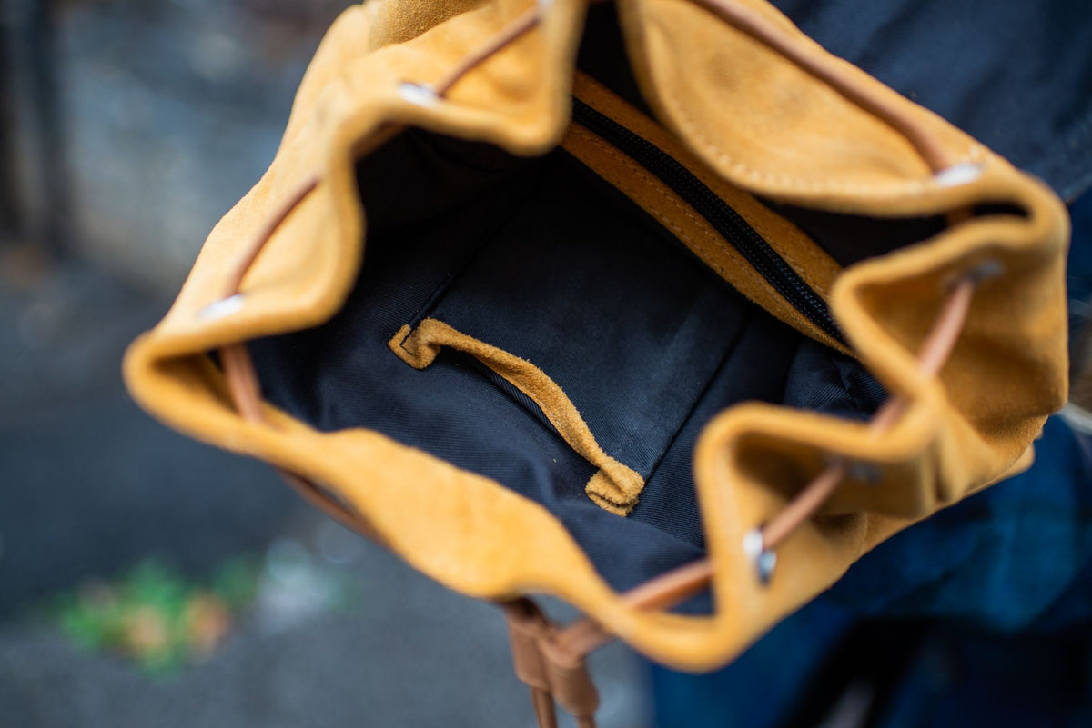 Tan Suede Rucksack Backpack (Medium)