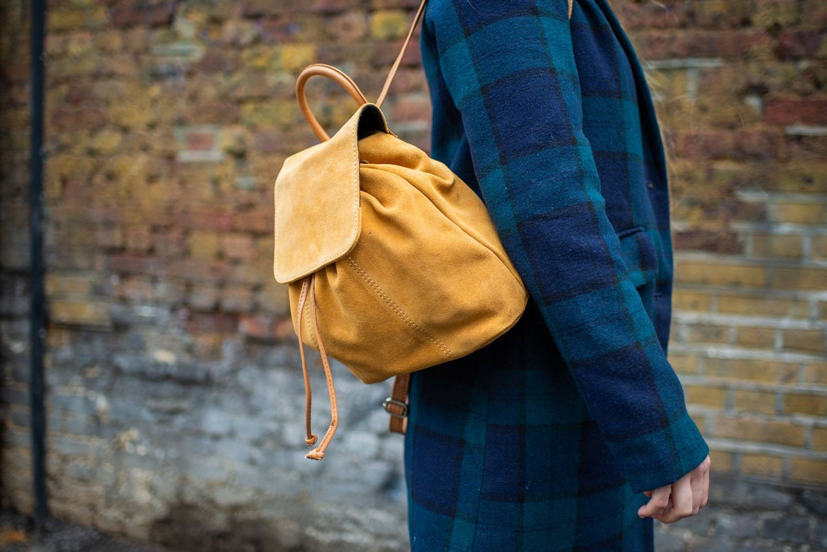 Tan Suede Rucksack Backpack (Medium)