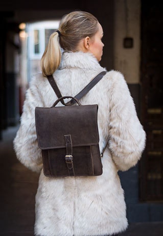 Brown Leather Satchel Backpack Convertible
