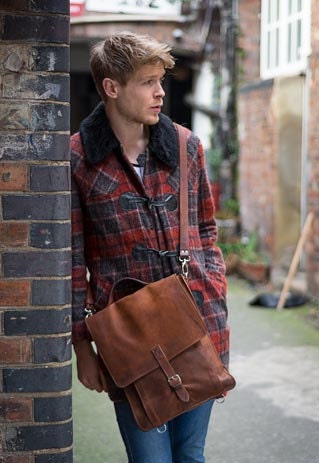Distressed Leather Satchel Backpack In Brown