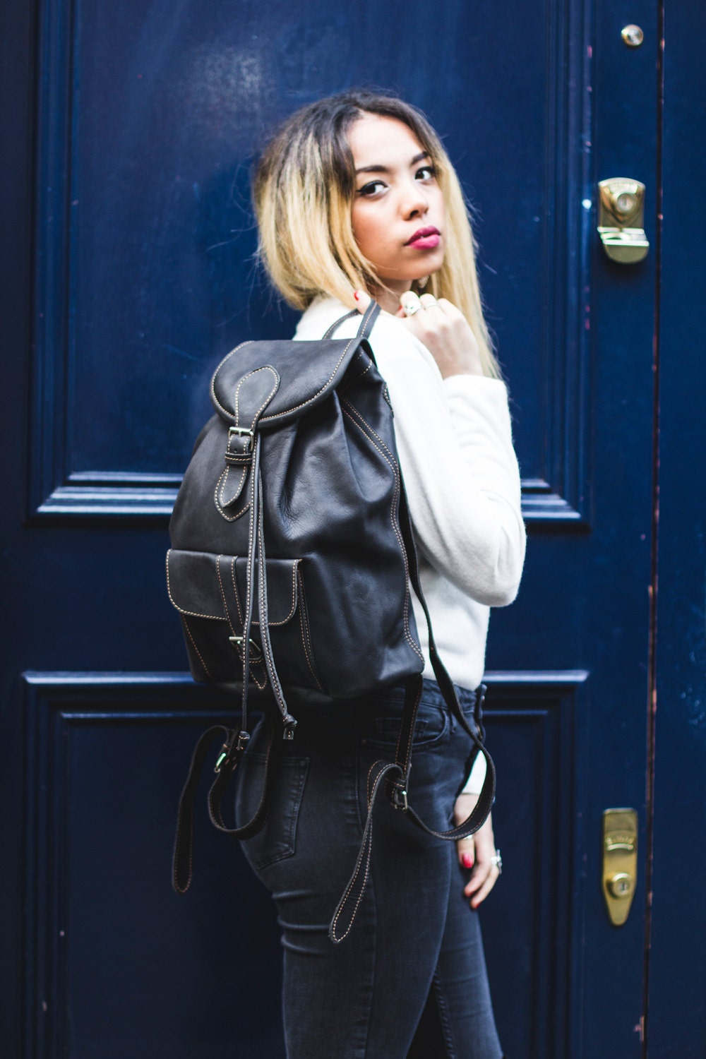 Hunter Leather Rucksack Backpack In Brown (Medium)