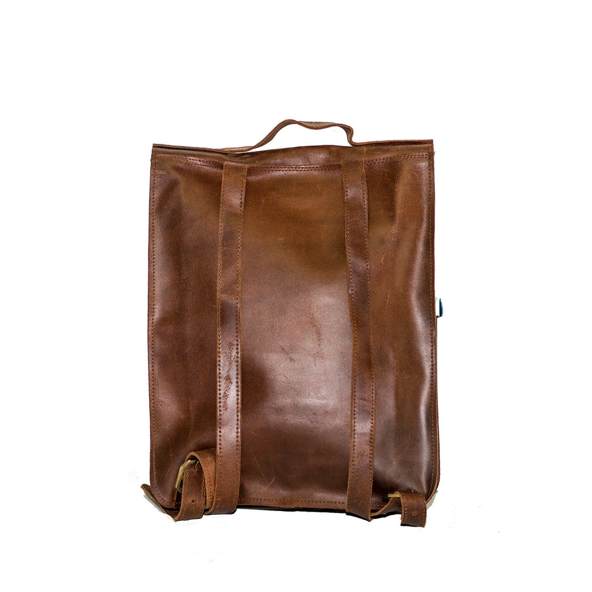 Leather Backpack In Brown With Flap And Buckles