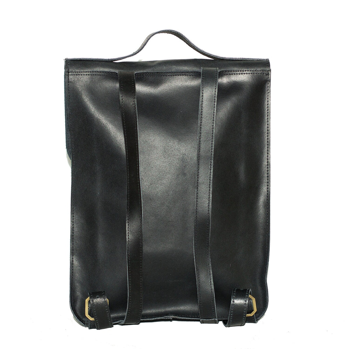 Black Leather Backpack With Top Flap