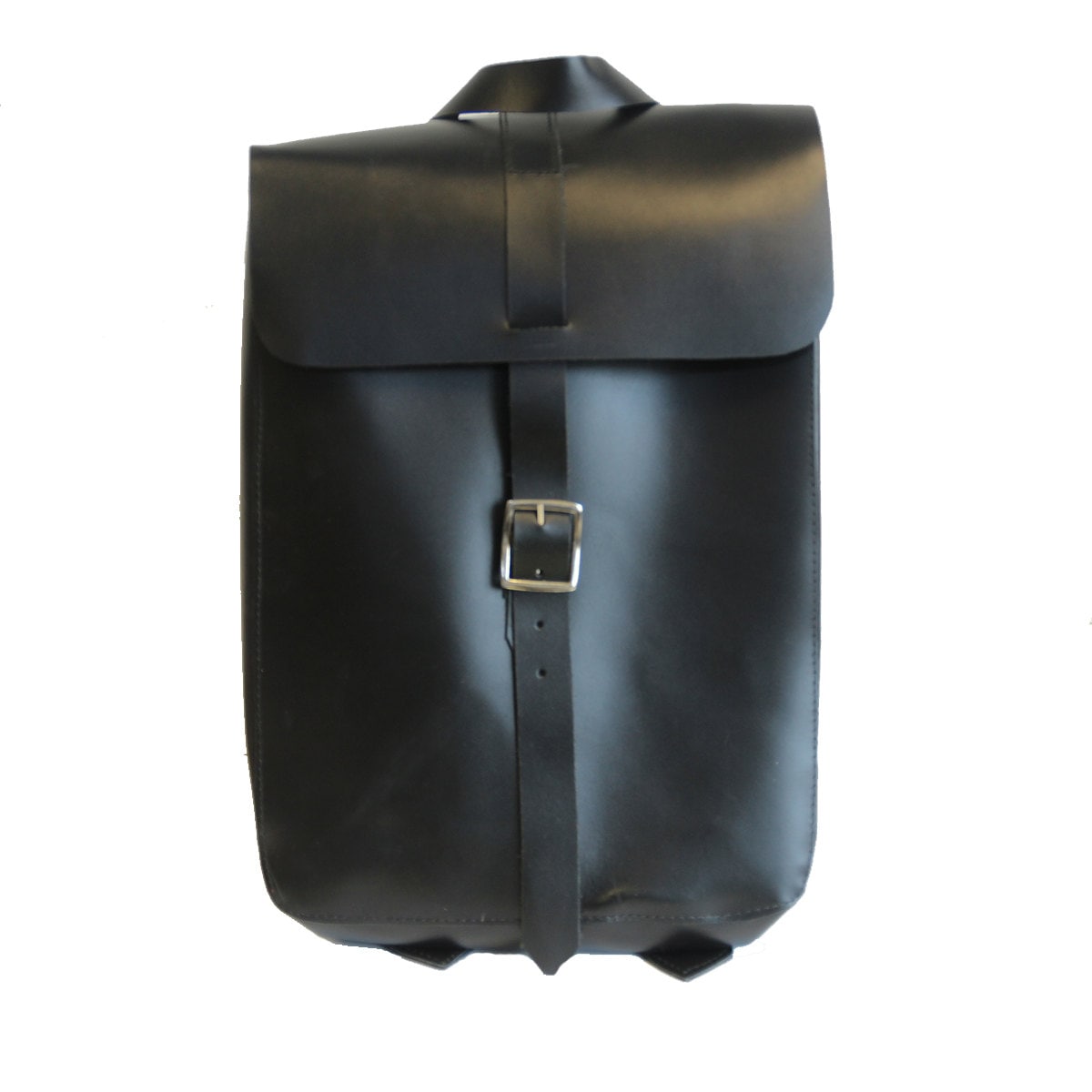 Black Leather Box Shaped Rucksack Backpack