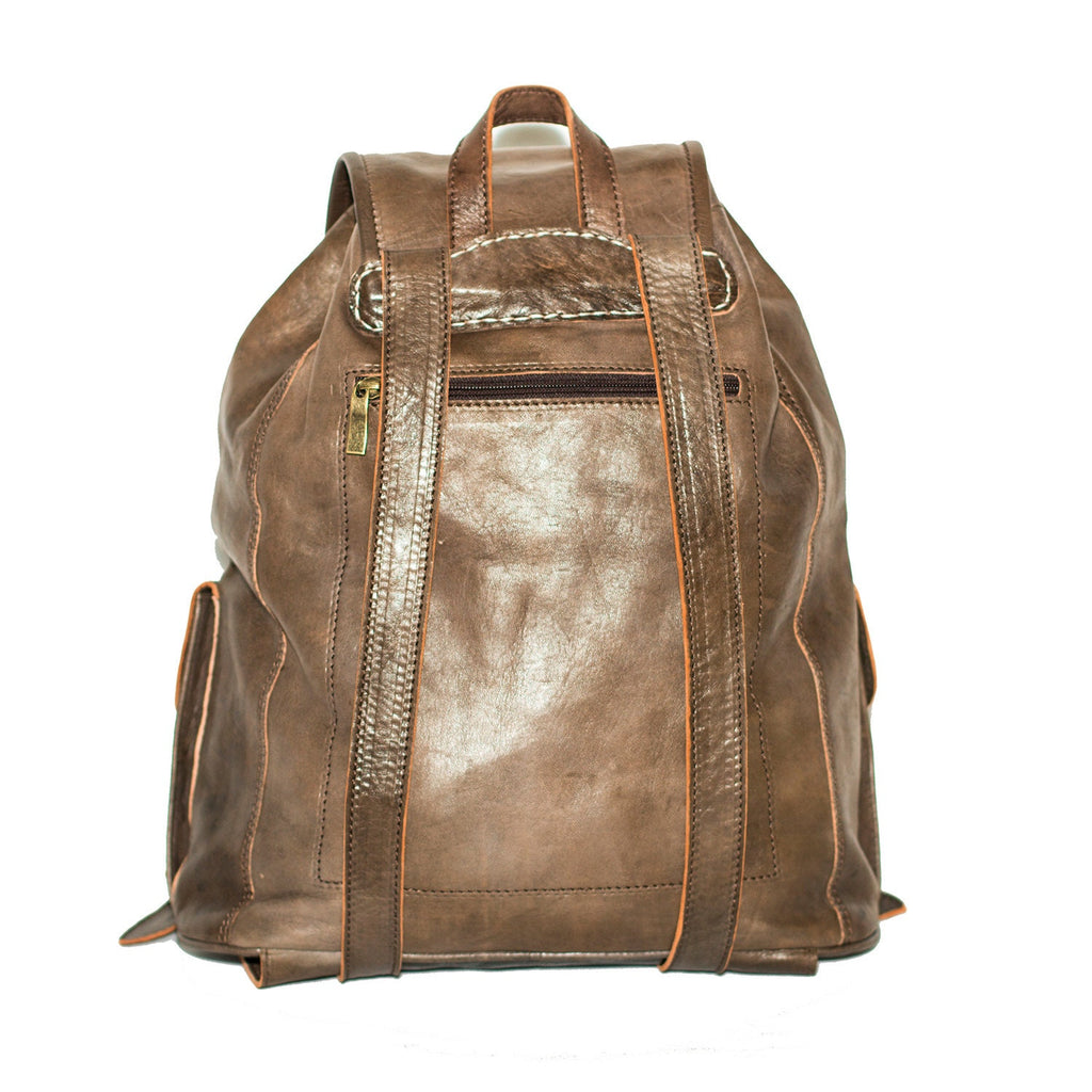 Grey Leather Festival Weekend Rucksack Soft