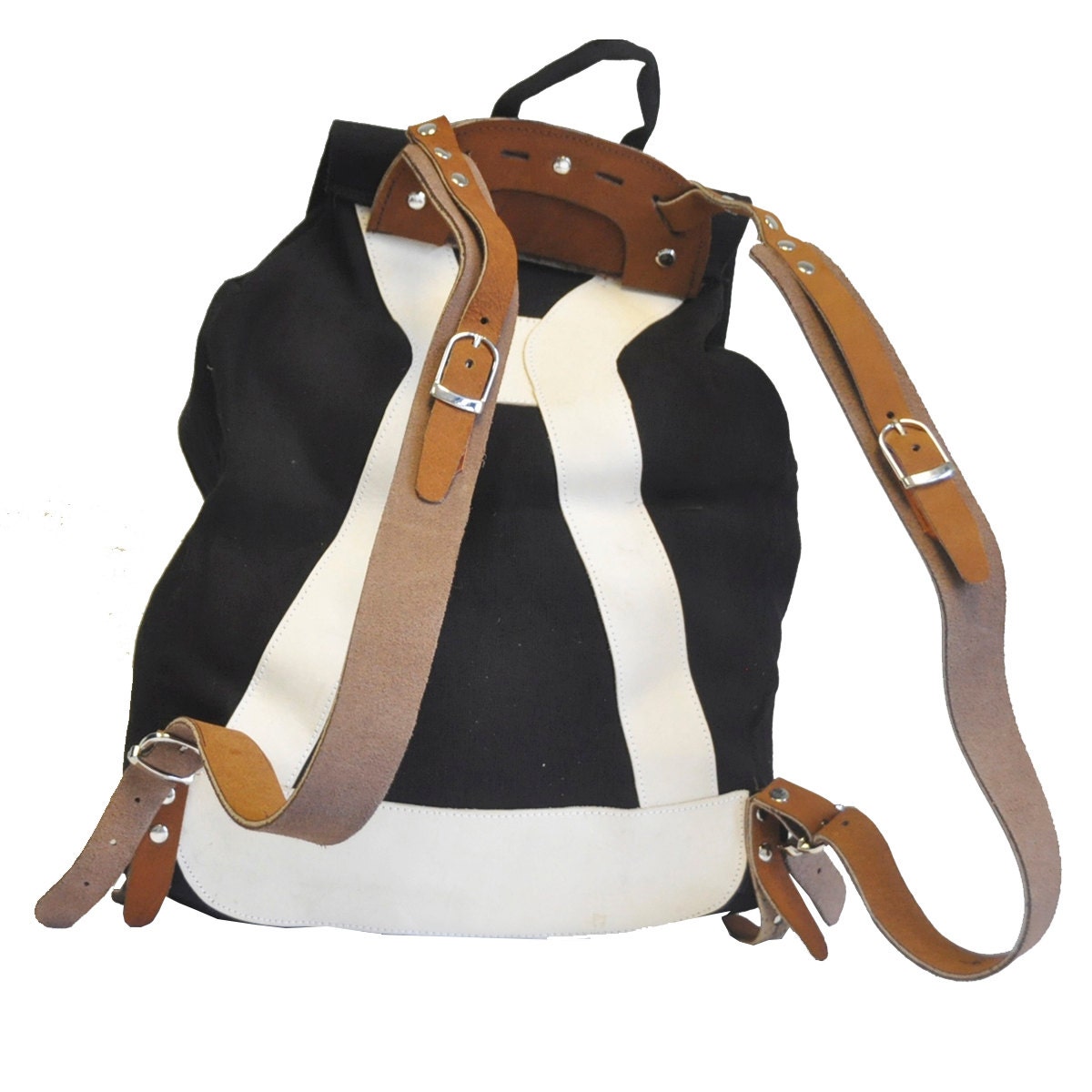 Leather And Jute Rucksack Backpack In Black