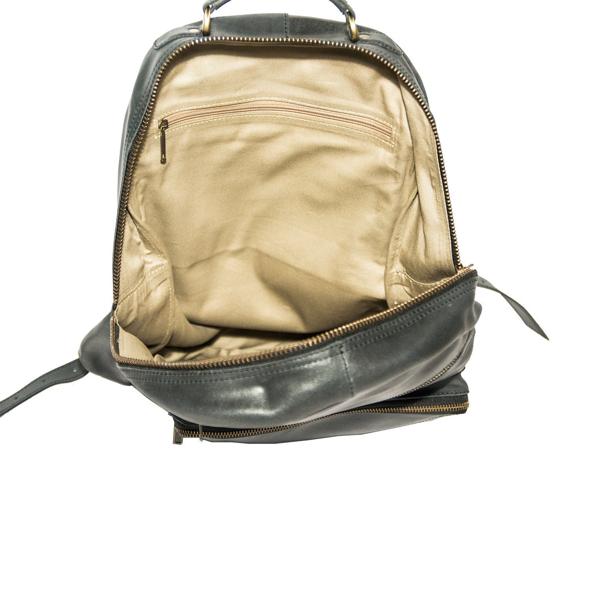 Waxed Leather Office Backpack In Navy Blue