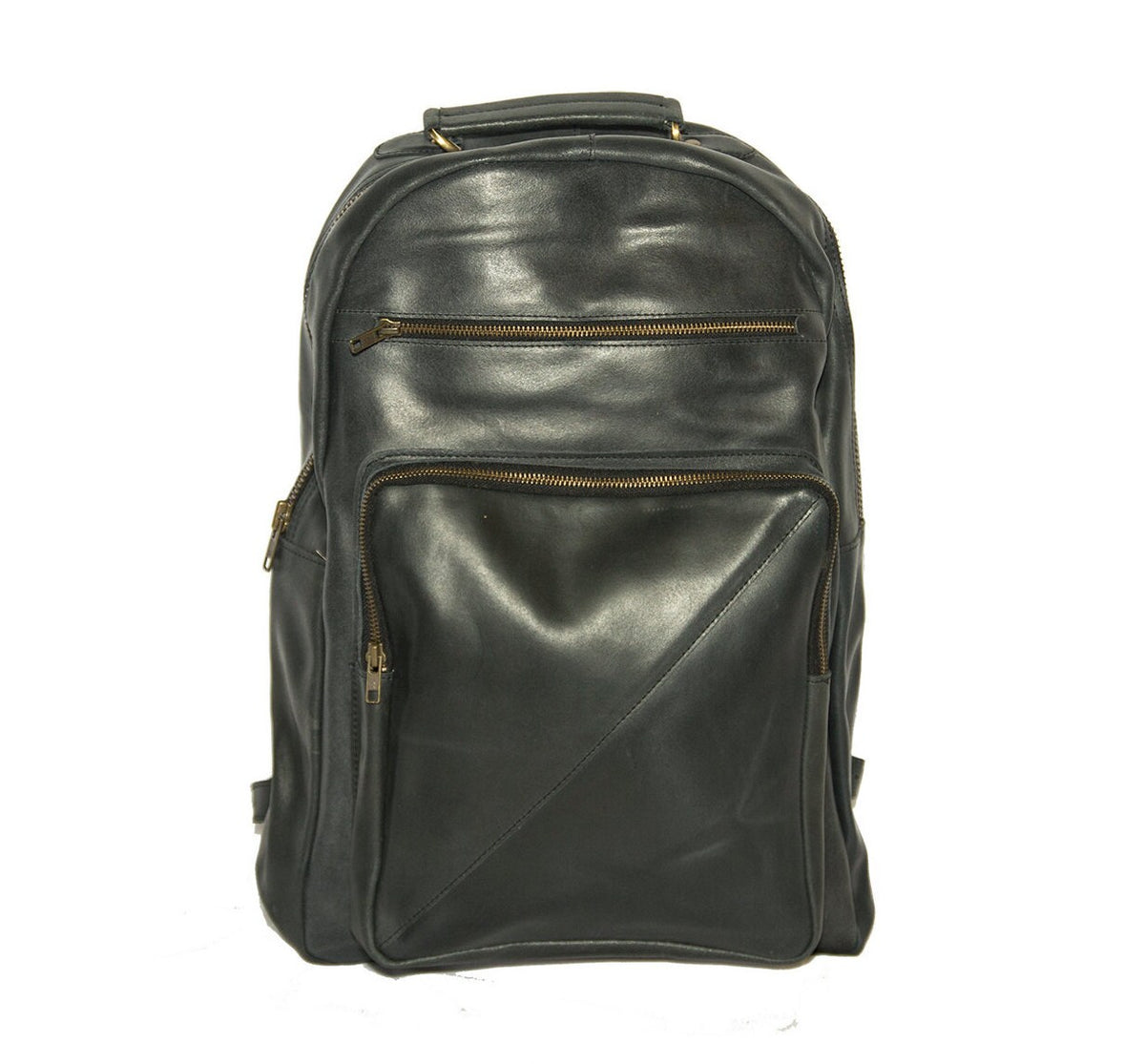 Waxed Leather Office Backpack In Navy Blue