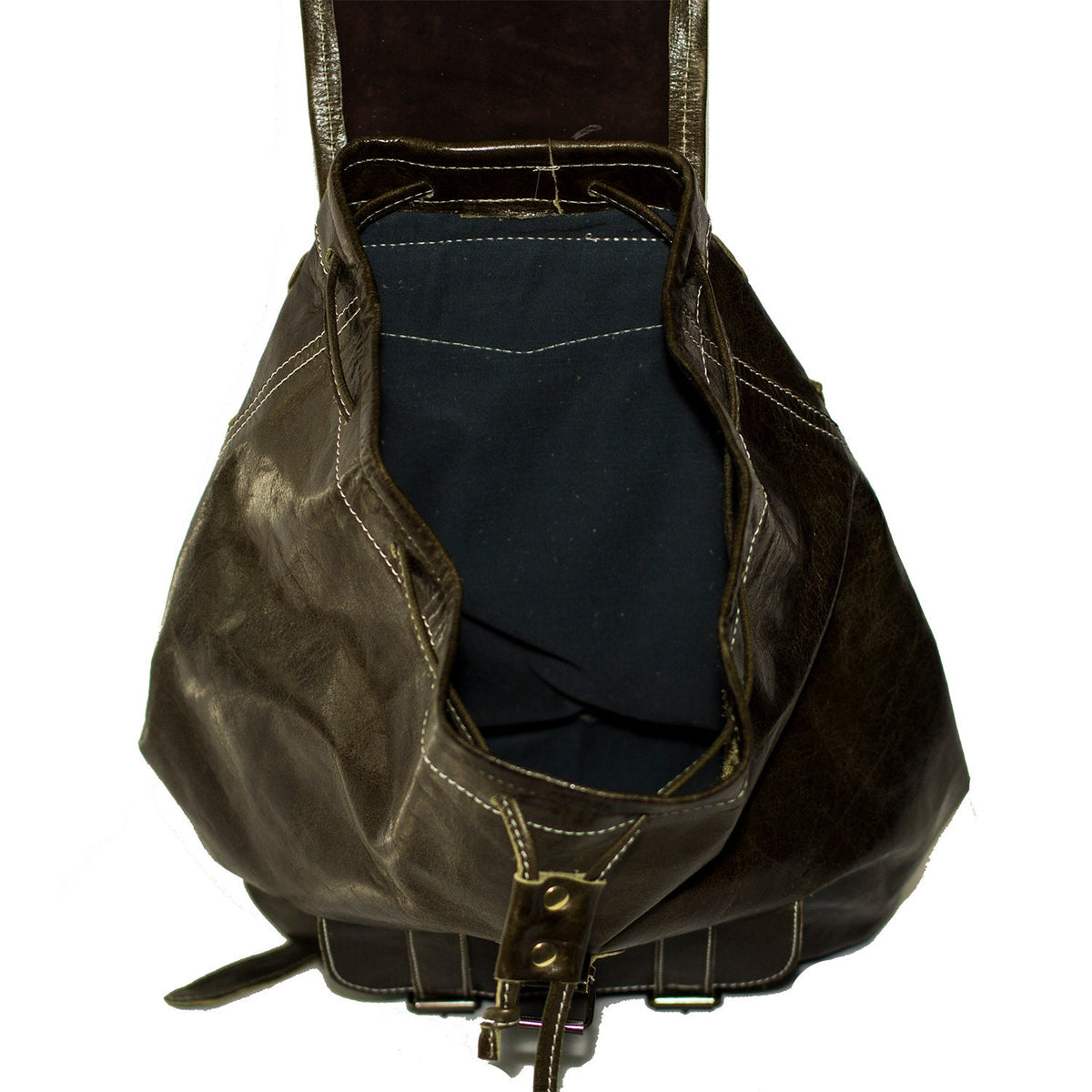 Coral Green Leather Rucksack Backpack