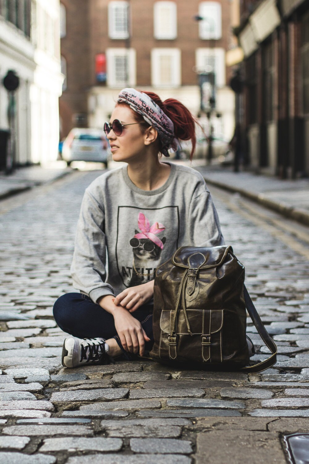 Coral Green Leather Rucksack Backpack