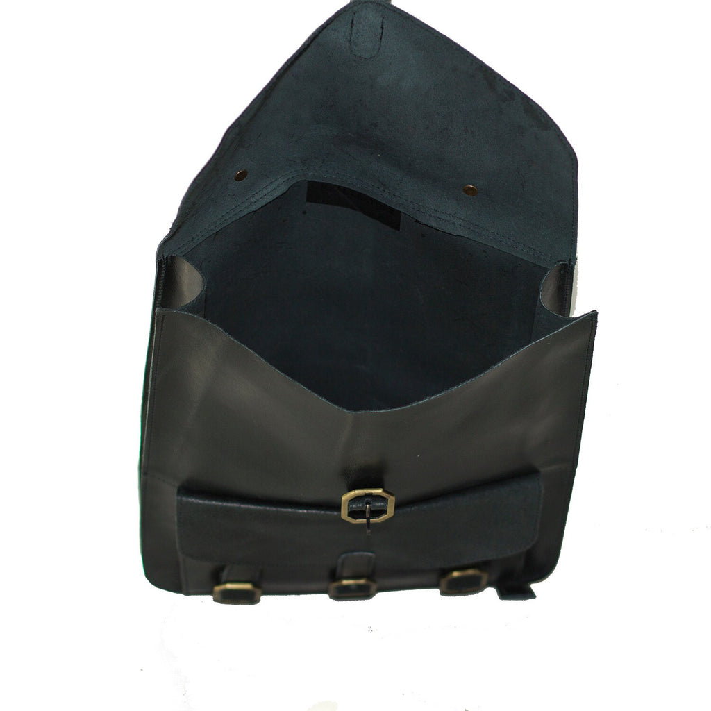 Black Leather Continental Backpack