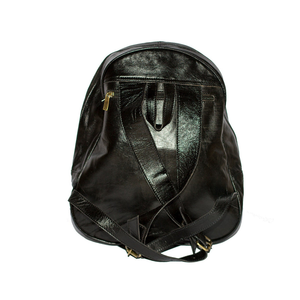 Leather Backpack In Black Retro Style