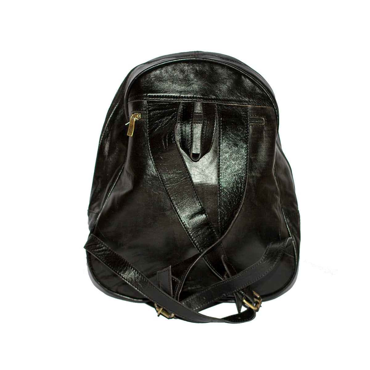 Leather Backpack In Black Retro Style