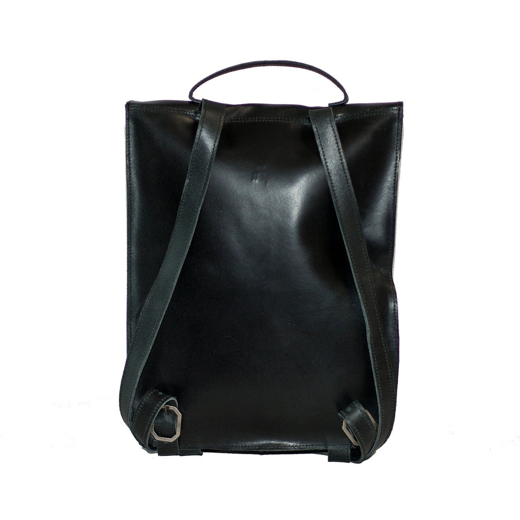 Black Leather Continental Backpack