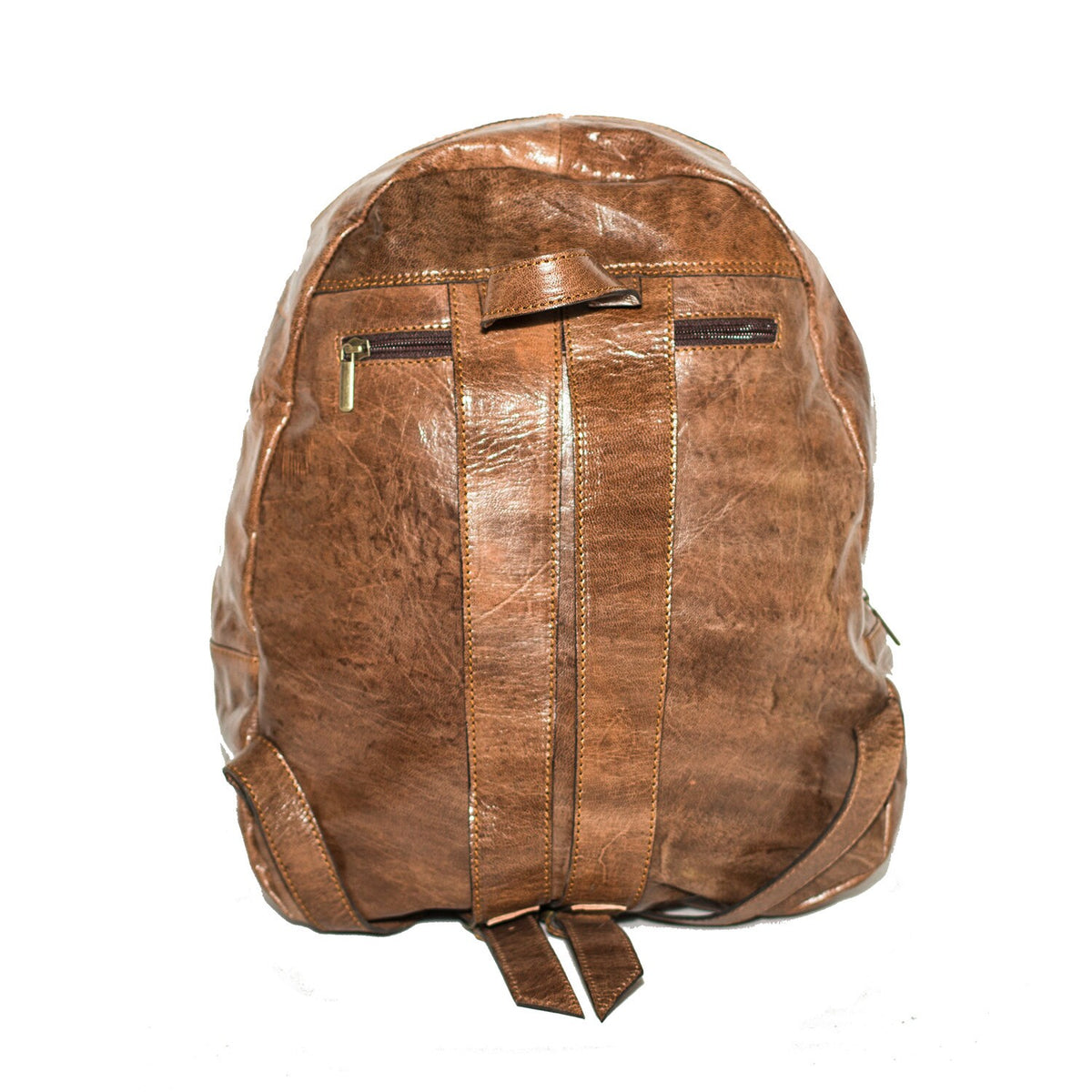 Stressed Brown Leather Backpack Retro Style