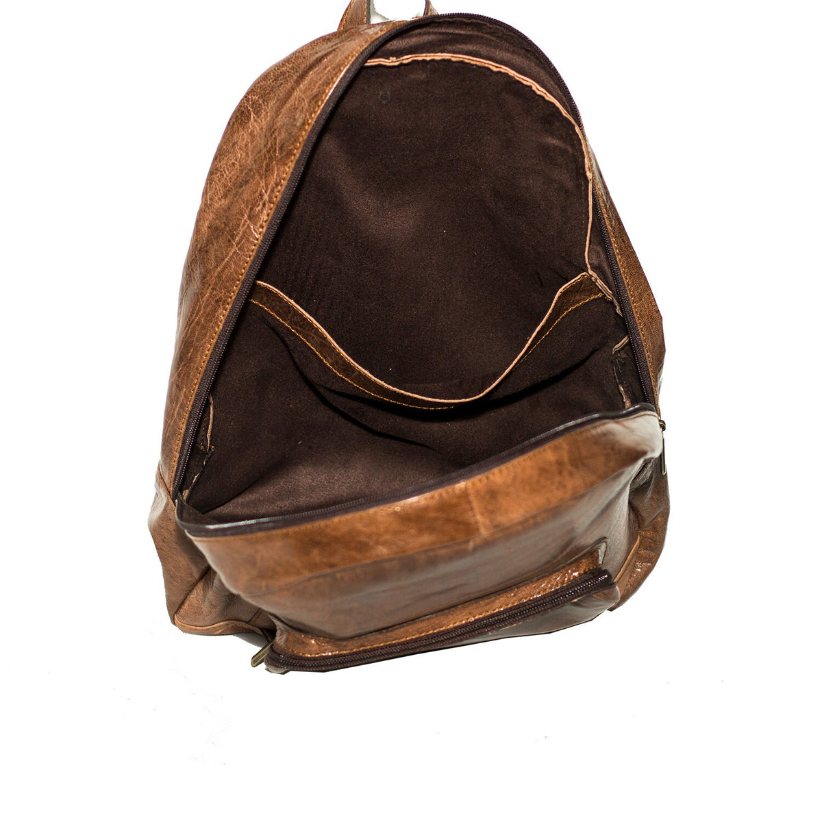 Stressed Brown Leather Backpack Retro Style