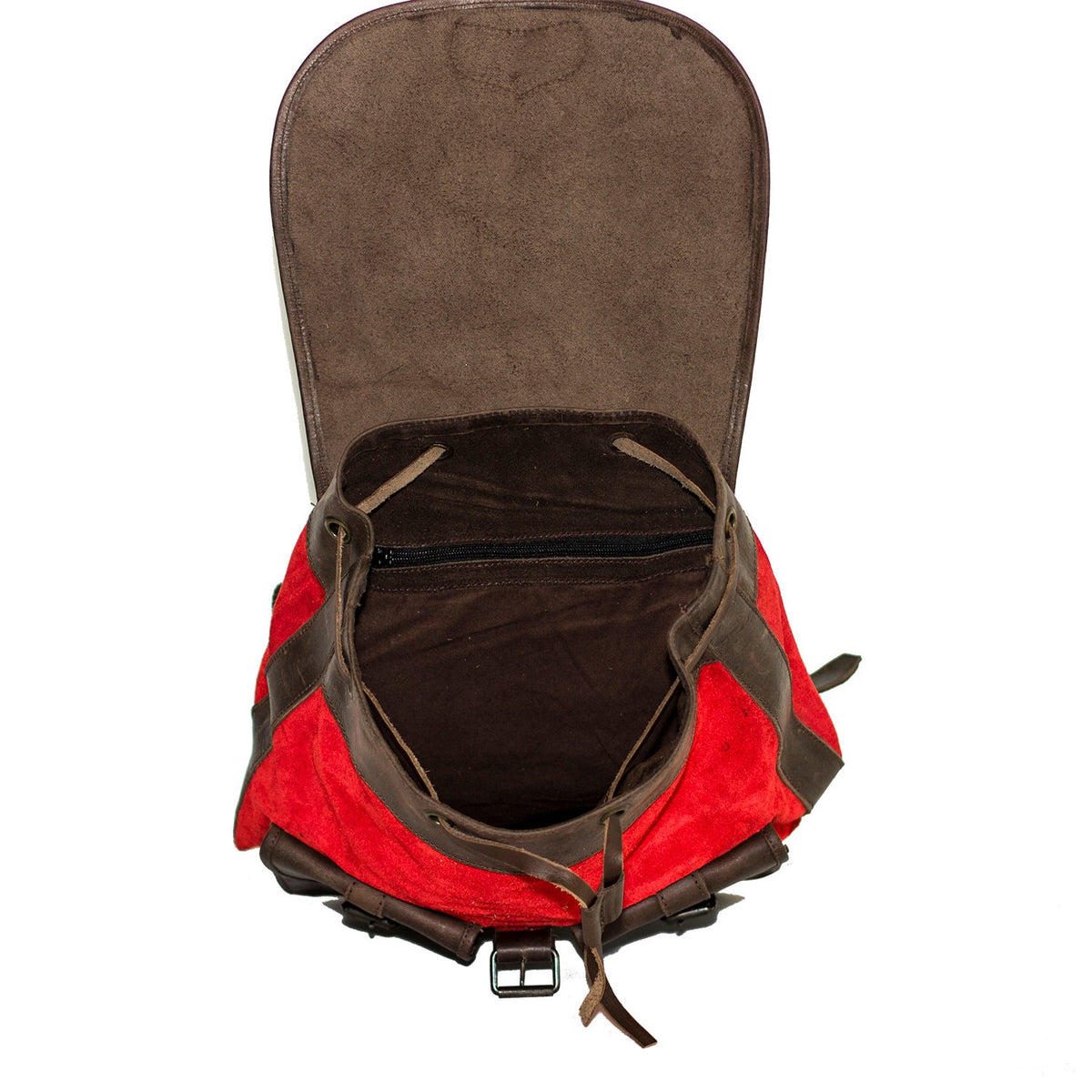 Red Suede and Leather Rucksack Backpack Premium
