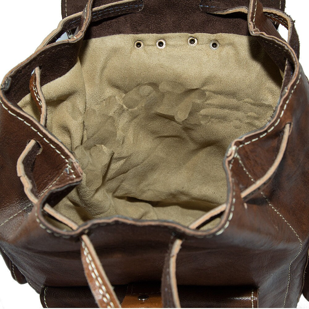 Brown Leather Rucksack Backpack