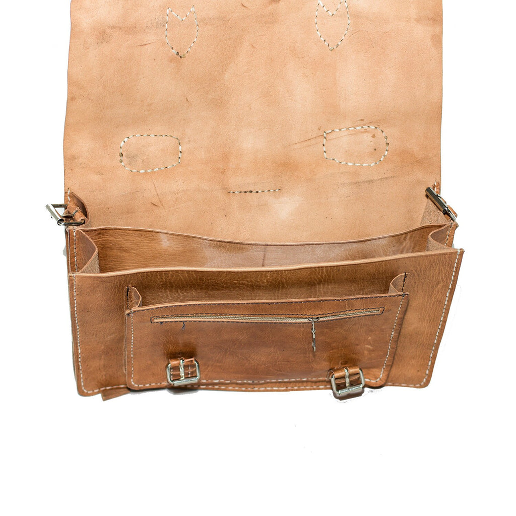 Moroccan Leather Satchel Backpack In Tan Leather