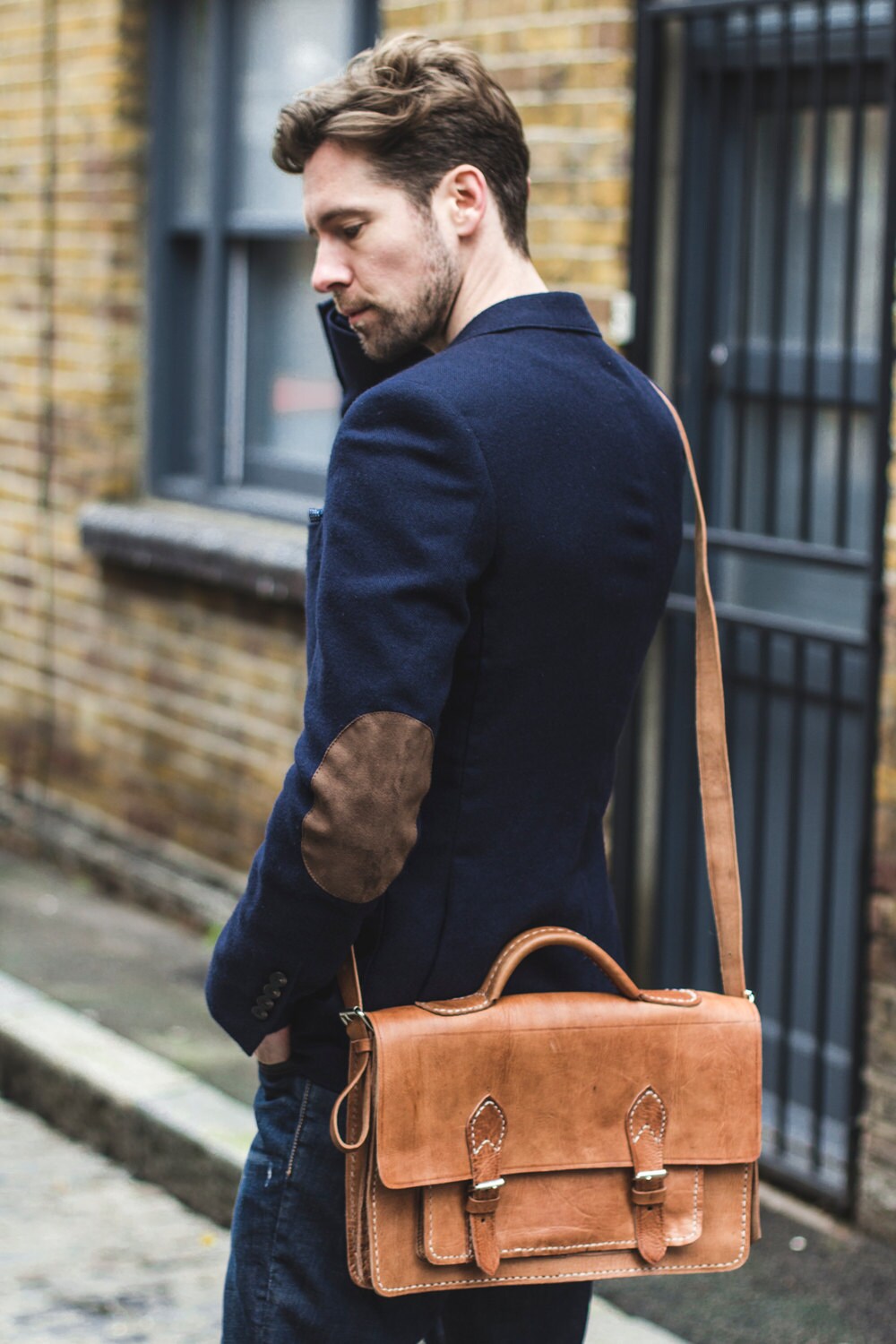 Moroccan Leather Satchel Backpack In Tan Leather
