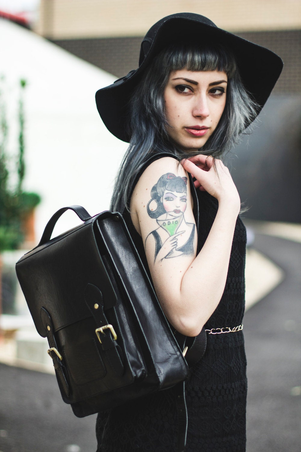 Black Leather Backpack With Top Flap (Exclusive Edition)
