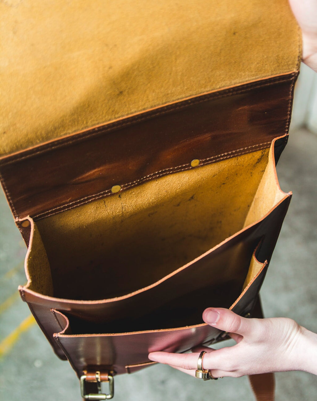 Brown Leather Metropolitan Backpack With Flap