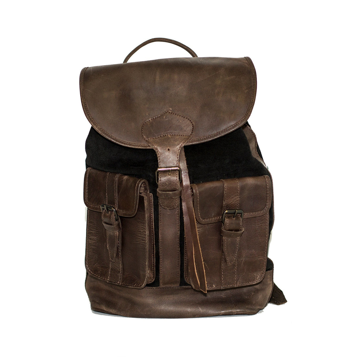 Black Suede and Leather Rucksack Backpack Premium